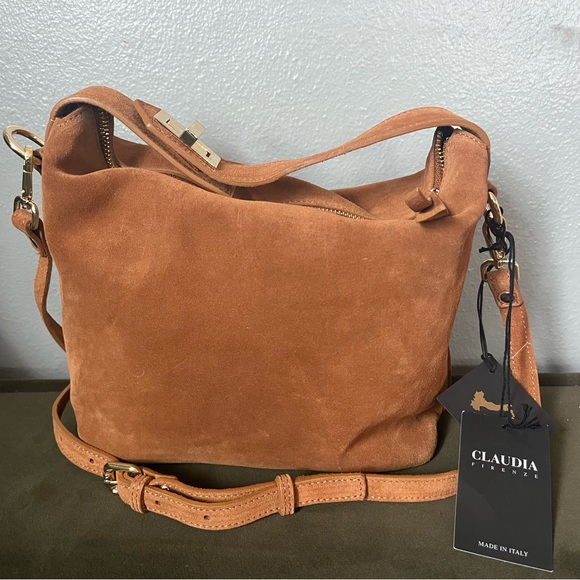 Claudia Firenze Handbags - Claudia Firenze Tan Suede Crossbody Bag